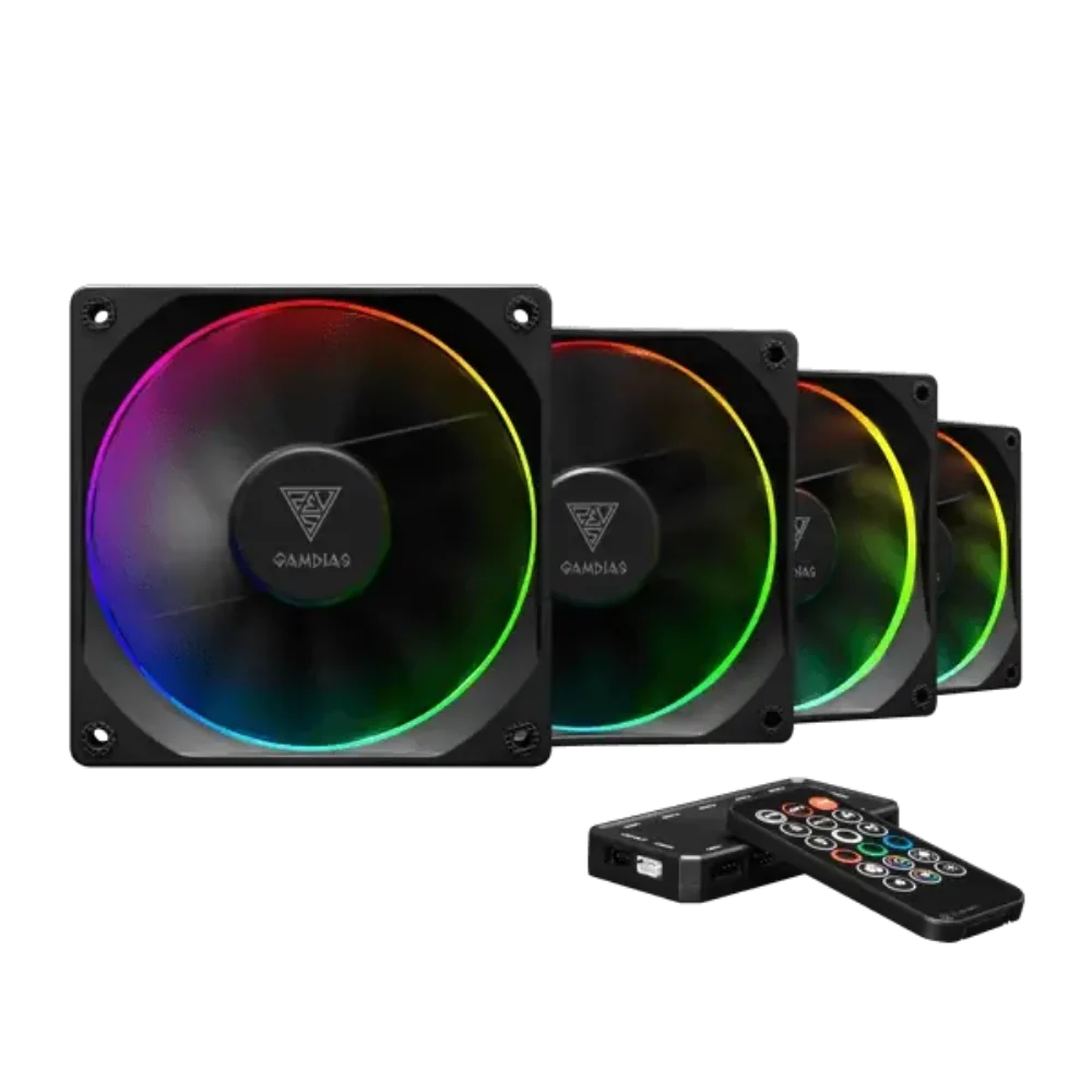 GAMDIAS Aeolus M3-1204R 120mm ARGB Cabinet Fan ( Black ) ( Four Pack ) – TechCure India