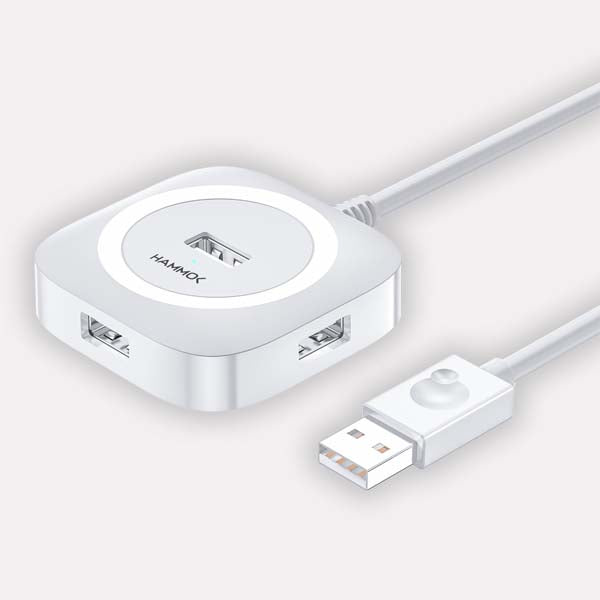 HAMMOK Jack USB 2.0 4 Port High Speed Hub (White) – TechCure India