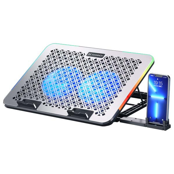 Hammok Fantastic Laptop RGB Cooler Pad with Mobile Stand (Dual Fan) – TechCure India