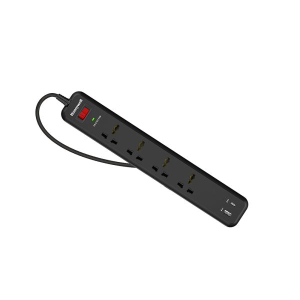 Honeywell 4 Out Surge Protector/Spike Guard/Extension Board PD18W with USB – TechCure India