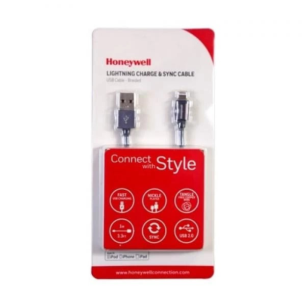 Honeywell Apple Lightning Charge And Sync Braided Cable 1.2 Meter (Grey) – TechCure India