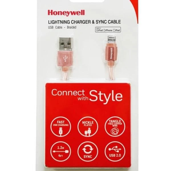 Honeywell Apple Lightning Charge And Sync Braided Cable 1.2 Meter (Rose Gold) – TechCure India