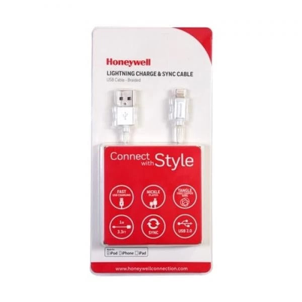 Honeywell Apple Lightning Charge And Sync Braided Cable 1.2 Meter (Silver) – TechCure India
