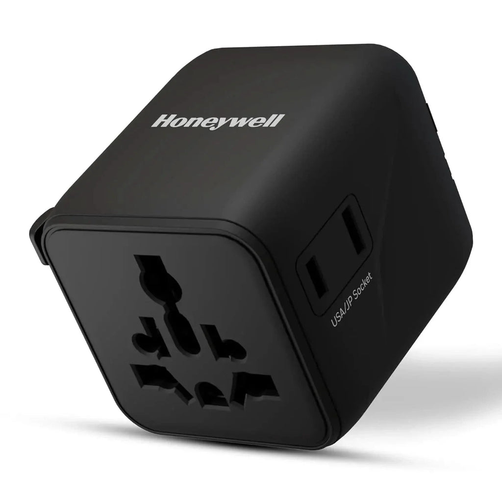 Honeywell New World Travel Adapter, Universal & US Socket, Charge 2 Devices Simultaneously, Worldwide Plug for EU, US, UK & CN/AUS, Overload & Over Voltage Protection – TechCure India