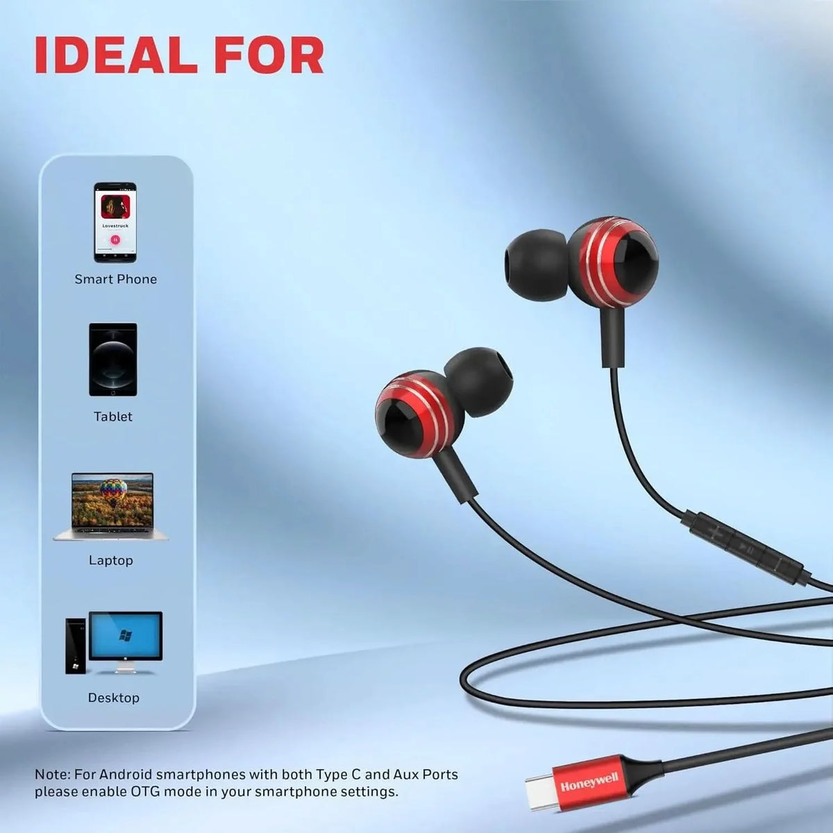 Honeywell Suono P70 Wired in Ear Earphones with Built in Mic 10mm*2 Drivers, Noise Cancelling and Ultra HD Mic, IPX4, Voice Assistant Enabled, HD Sound & Clear Audio, Type C Compatible, 1.2 Mtr – TechCure India