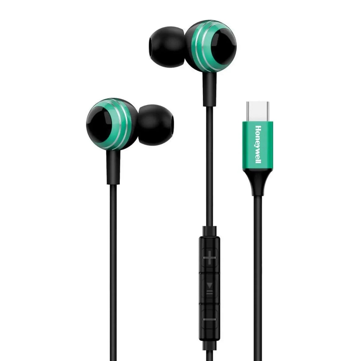 Honeywell Suono P70 Wired in Ear Earphones with Built in Mic 10mm*2 Drivers, Noise Cancelling and Ultra HD Mic, IPX4, Voice Assistant Enabled, HD Sound & Clear Audio, Type C Compatible, 1.2 Mtr Green – TechCure India