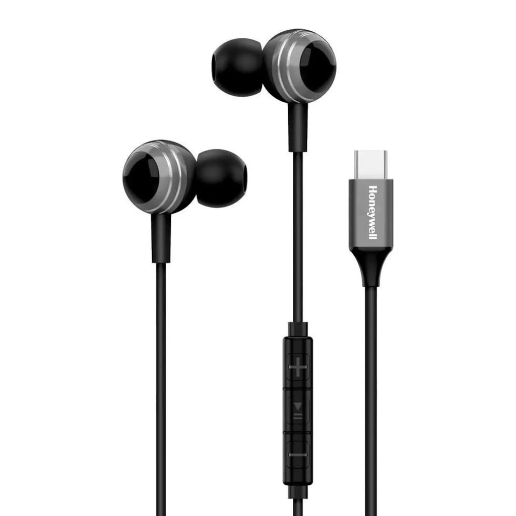 Honeywell Suono P70 Wired in Ear Earphones with Built in Mic 10mm*2 Drivers, Noise Cancelling and Ultra HD Mic, IPX4, Voice Assistant Enabled, HD Sound & Clear Audio, Type C Compatible, 1.2 Mtr Grey – TechCure India