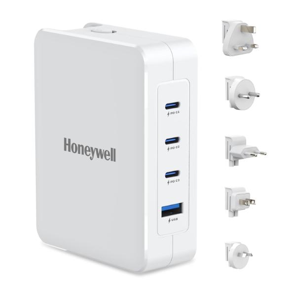 Honeywell Zest Charger GaN 100W,Ultra-Fast Wall Charger with PPS Support,3xType C PD 3.0 Ports & 1xUSB A Port,BIS Certified,Equipped with Switchable Plugs,Compatible with iPhone,Galaxy,Laptops – TechCure India