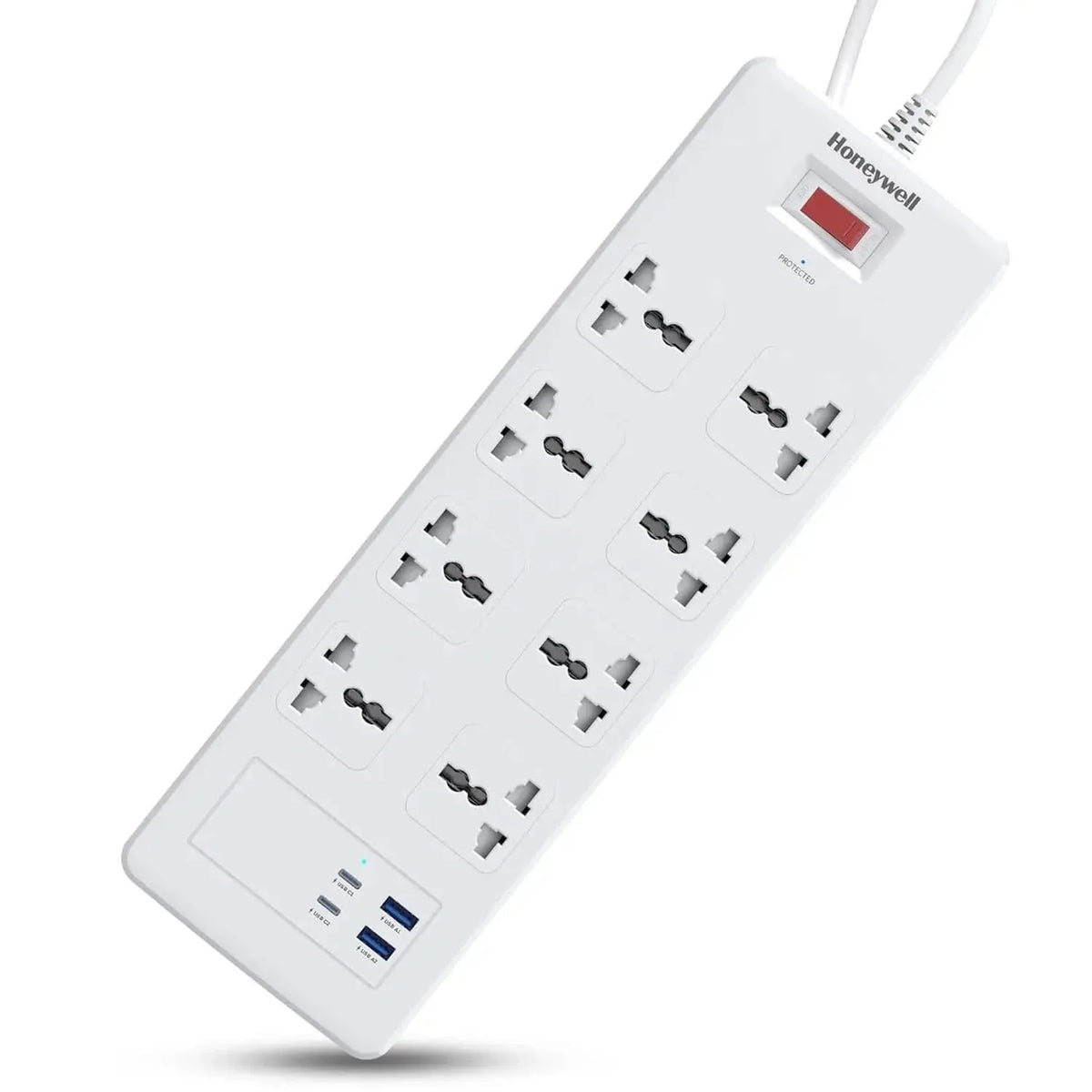 Honeywell 8 Out Surge Protector with Master Switch, Spike Guard/Extension Board, 8 Outlet, 2xPD20W & 2xUSB, 36000Amp, 1.8 Meter Cord, DSW, Automatic Overload Protection, 3 Years Manufacturer Warranty – TechCure India