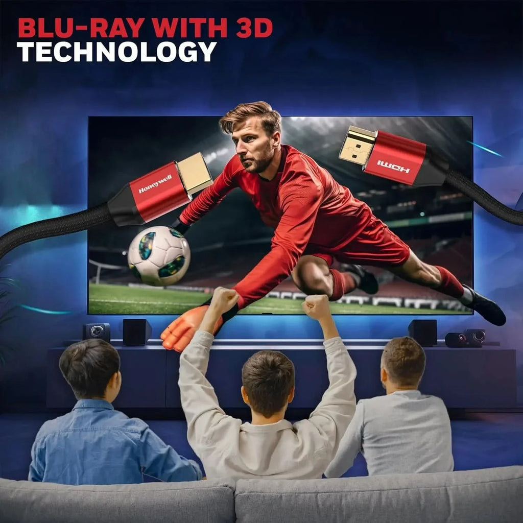Honeywell HDMI Cable 2.1 with Ethernet, 8k@60Hz, 4K@120Hz UHD Resolution, (9.8ft/3M), 48 GBPS Transmission Ultra High Speed, Dolby DTS, eARC, 3D,Male-to-Male,Compatible with All HDMI-Enabled Devices – TechCure India