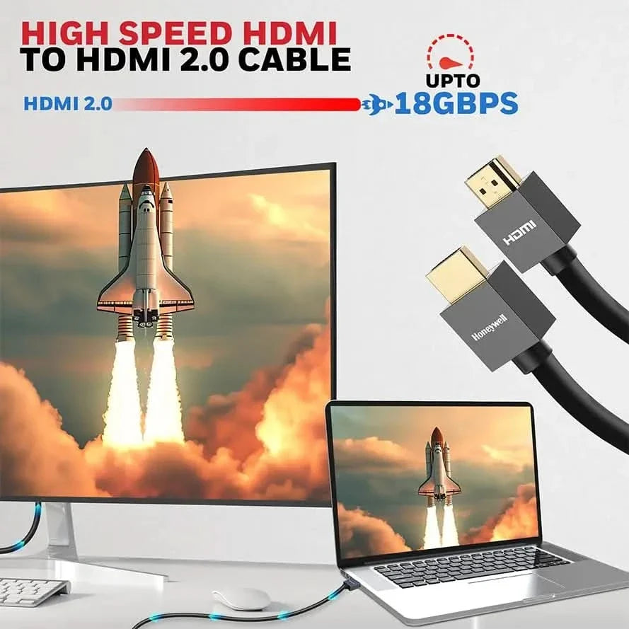 Honeywell HDMI Cable v2.0 with Ethernet, 3D/4K@60Hz Ultra HD Resolution, 15 Mtr, 18 GBPS Transmission Speed, High Speed, Compatible with all HDMI Devices Laptop Desktop TV Set-top Box Gaming Console – TechCure India