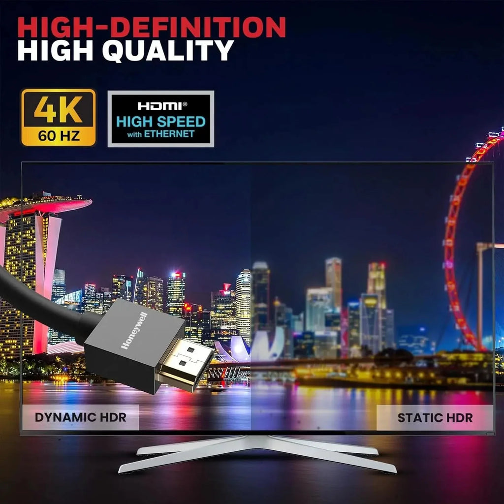 Honeywell HDMI Cable v2.0 with Ethernet, 3D/4K@60Hz Ultra HD Resolution, 15 Mtr, 18 GBPS Transmission Speed, High Speed, Compatible with all HDMI Devices Laptop Desktop TV Set-top Box Gaming Console – TechCure India