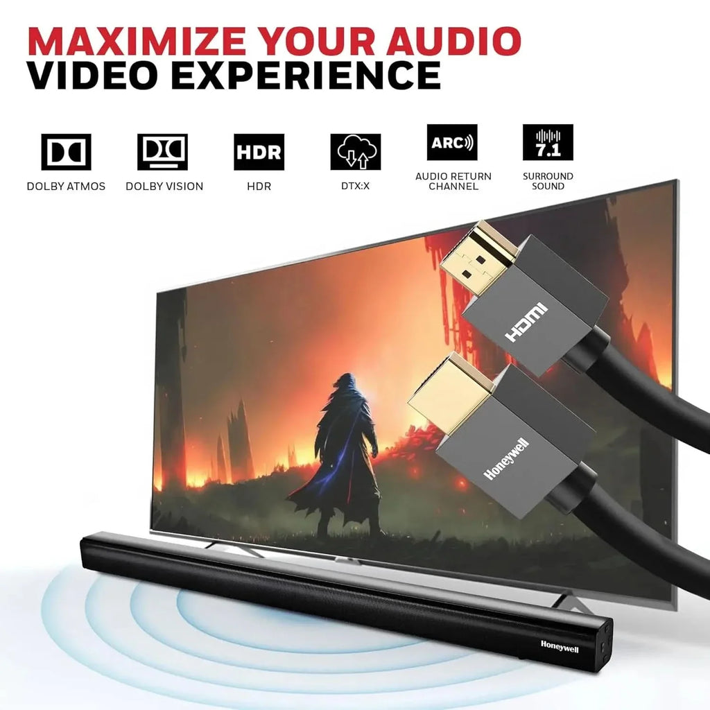 Honeywell HDMI Cable v2.0 with Ethernet, 3D/4K@60Hz Ultra HD Resolution, 5 Mtr, 18 GBPS Transmission Speed, High Speed, Compatible with all HDMI Devices Laptop Desktop TV Set-top Box Gaming Console – TechCure India