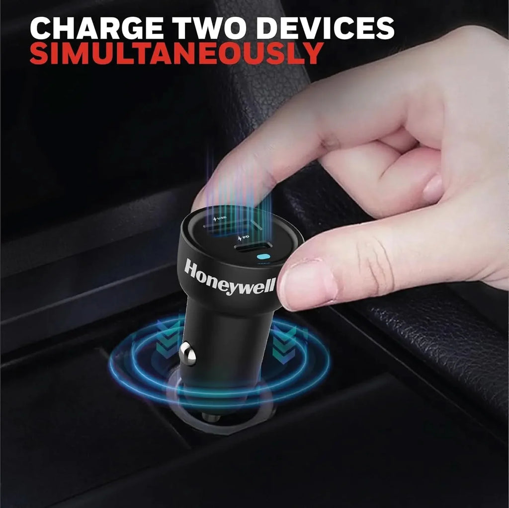 Honeywell Micro CLA 63W PD Smart Car Charger, 45W Type C PD & 18W USB A Port, Ultra-Fast Charging, Compatible with All Car for iPhone, Smartphones, Tablets & Smartwatch, 3 Years Manufacturer Warranty – TechCure India