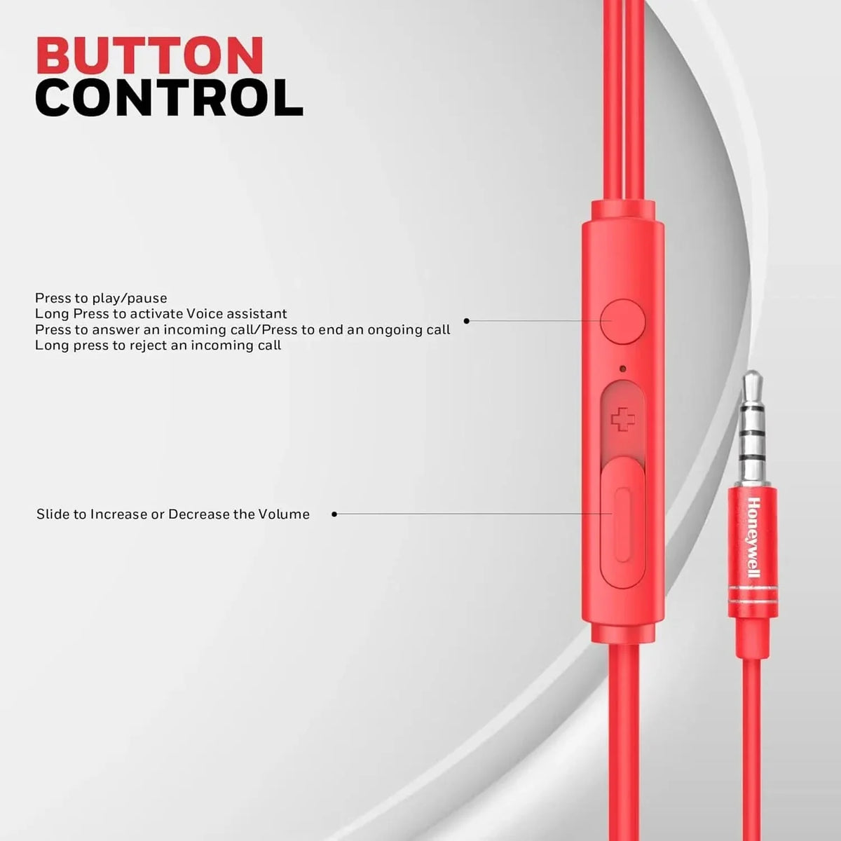 Honeywell Moxie V50 Wired Earphones with Built in Mic, 10mm*2 Drivers, Passive Noise Cancellation, Deep Bass & Clear Sound, Ultra HD Mic Quality, 3.5mm AUX, Voice Assistant Enabled, 1.2 Mtr – TechCure India