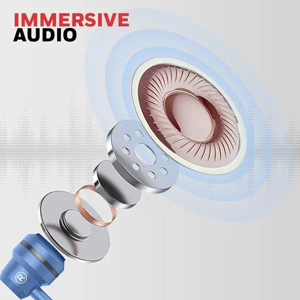 Honeywell Moxie V50 Wired Earphones with Built in Mic, 10mm*2 Drivers, Passive Noise Cancellation, Deep Bass & Clear Sound, Ultra HD Mic Quality, 3.5mm AUX, Voice Assistant Enabled, 1.2 Mtr Blue – TechCure India