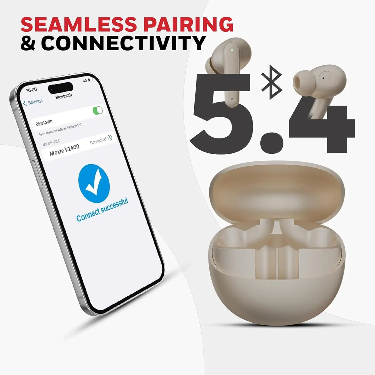 Honeywell New Launched Moxie V1400 Bluetooth v5.4 TWS in-Ear Earbuds, ENC with 4 Mics for HD Calling, 45H Battery Life, Stereo Sound, Deep Bass, IPX4, 40ms Low Latency Gaming Mode Camel – TechCure India