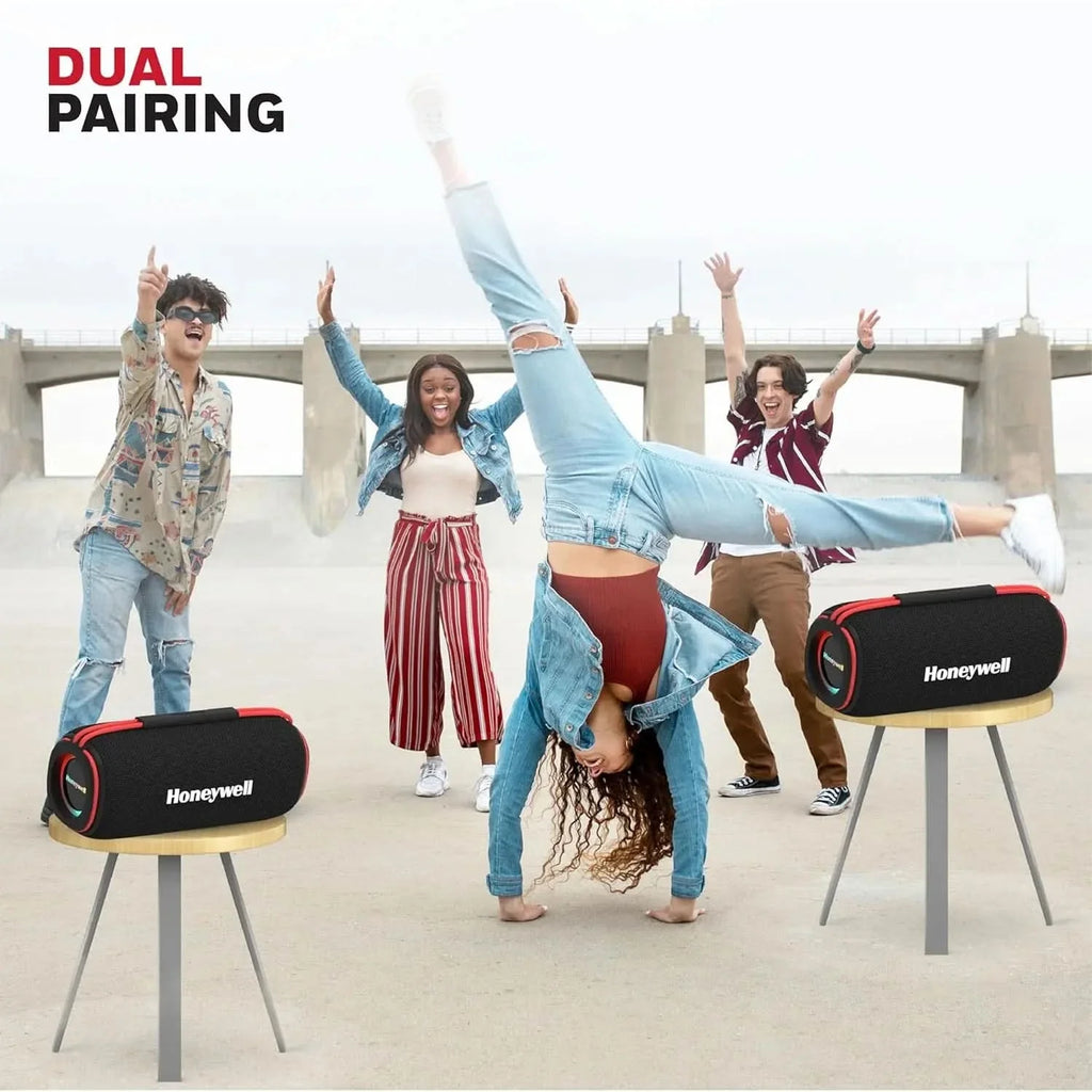 Honeywell Newly Launched Trueno U500 60W 5.3 Bluetooth Speaker, Deep Bass Radiators, 18H Playtime, IPX 6, TWS Feature, RGB Lights, SD Card, AUX, USB Type-C Port, Built-in Mic & 2 * 93mm Drivers – TechCure India