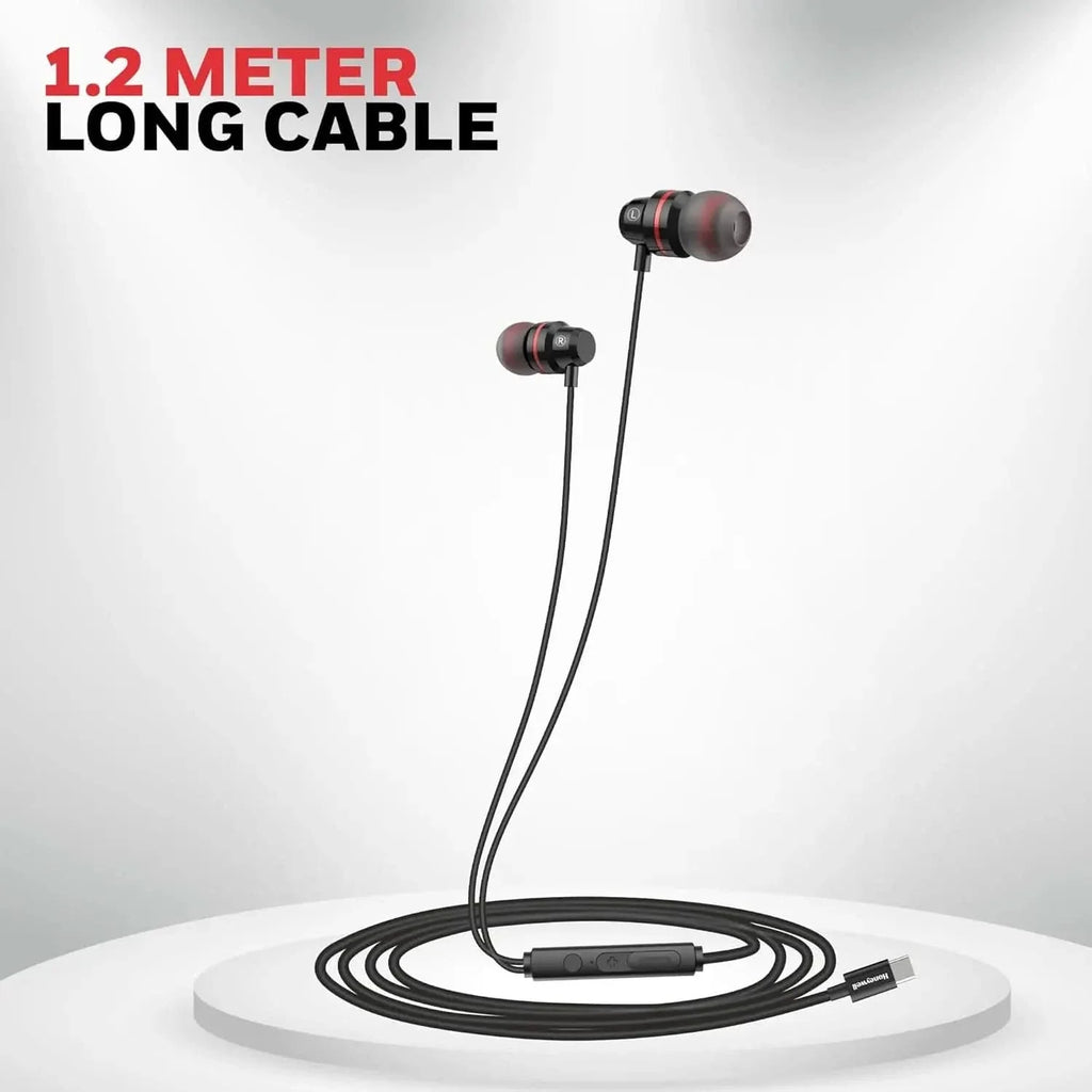 Honeywell Suono P60 Wired Earphones with Built in Mic, 10mm*2 Drivers, Passive Noice Cancellation, Deep Bass & Clear Sound, Ultra HD Mic Quality, Type C Compatible, Voice Assistant Enabled, 1.2 Mtr – TechCure India