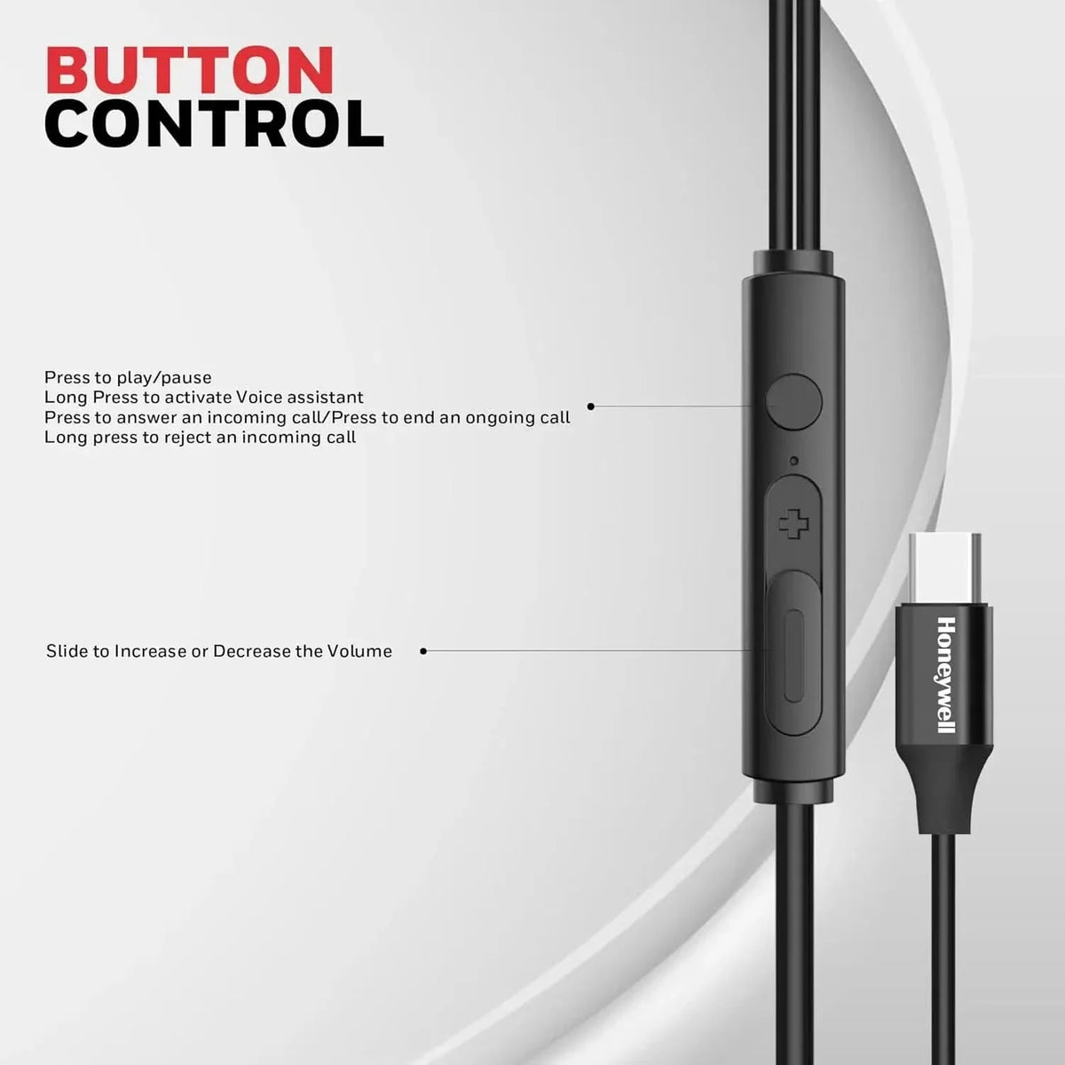 Honeywell Suono P60 Wired Earphones with Built in Mic, 10mm*2 Drivers, Passive Noice Cancellation, Deep Bass & Clear Sound, Ultra HD Mic Quality, Type C Compatible, Voice Assistant Enabled, 1.2 Mtr – TechCure India