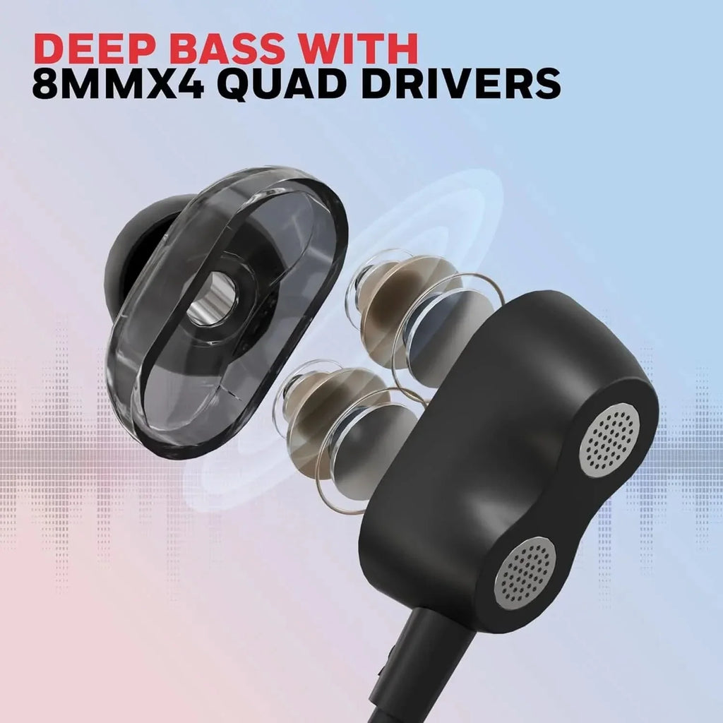 Honeywell Suono P80 Wired Gaming In Ear Earphones with Built-in Mic, 8mm*4 Drivers, IPX4, Noise Cancelling and ultra HD Mic, HD Sound & Clear Audio, Type C Compatible, Voice Assistant Enabled, 1.3 Mtr – TechCure India