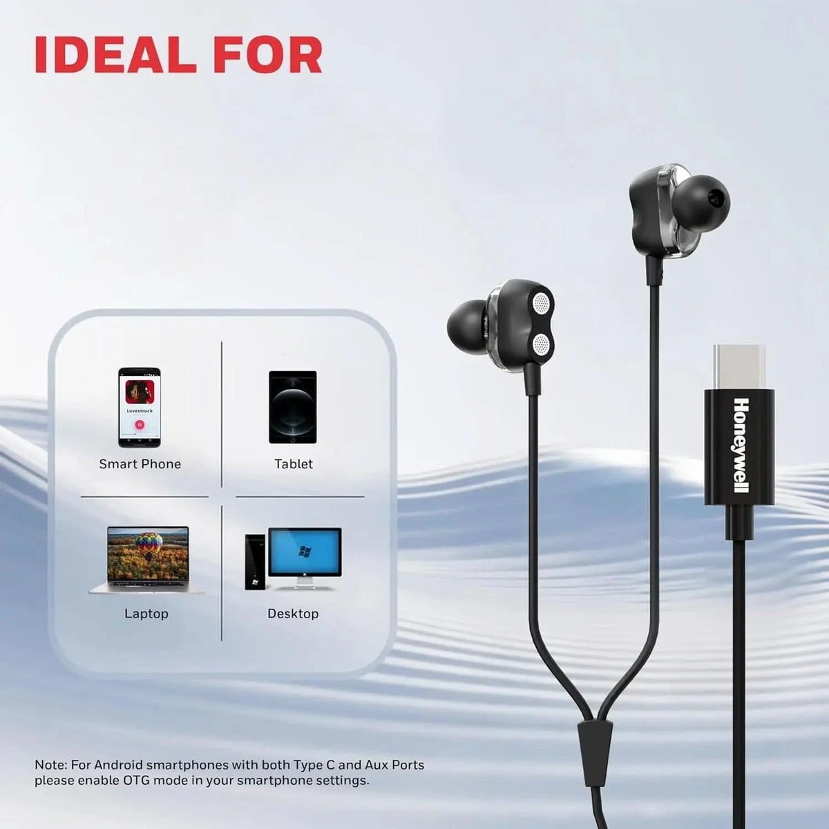 Honeywell Suono P80 Wired Gaming In Ear Earphones with Built-in Mic, 8mm*4 Drivers, IPX4, Noise Cancelling and ultra HD Mic, HD Sound & Clear Audio, Type C Compatible, Voice Assistant Enabled, 1.3 Mtr – TechCure India
