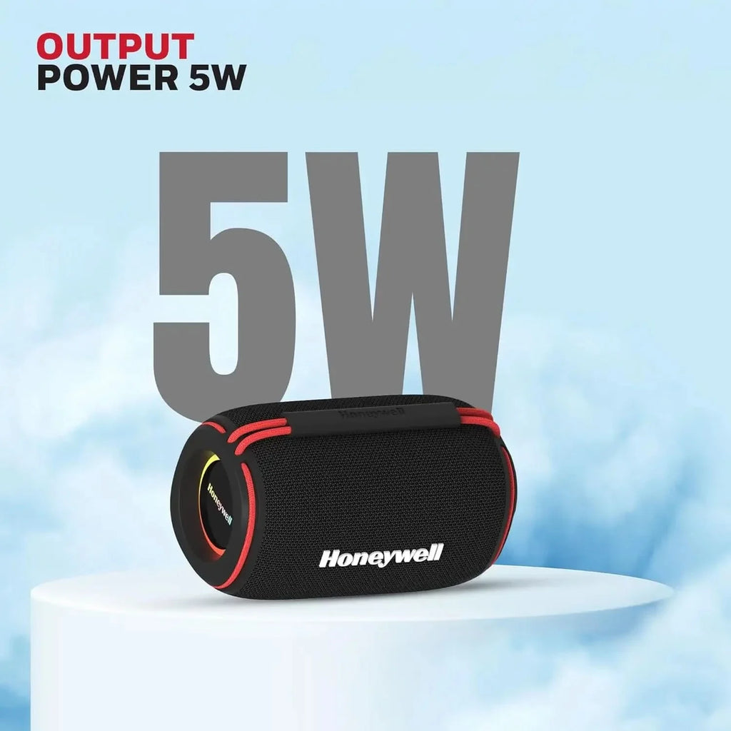 Honeywell Suono V210 Bluetooth 6.0 Speaker, 5W, Deep Bass Dual Radiators, 10H Playback, IPX6, Dual Speaker Pairing, RGB Light, USB/AUX/SD, Type-C Charging, Built-in Mic, 2yr Manufacturer Warranty – TechCure India