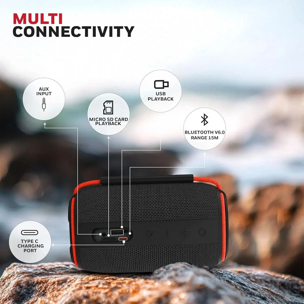 Honeywell Suono V210 Bluetooth 6.0 Speaker, 5W, Deep Bass Dual Radiators, 10H Playback, IPX6, Dual Speaker Pairing, RGB Light, USB/AUX/SD, Type-C Charging, Built-in Mic, 2yr Manufacturer Warranty – TechCure India