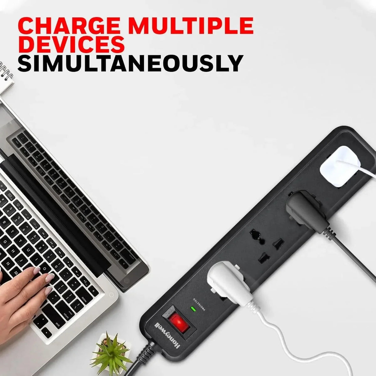 Honeywell Surge Protector, 4 Universal Sockets,15000Amp, 2 Meter Cord, Device Secure Warranty, Automatic Overload Protection, Spike Guard/Extension Board, Master Switch, 3Years Manufacturer Warranty – TechCure India