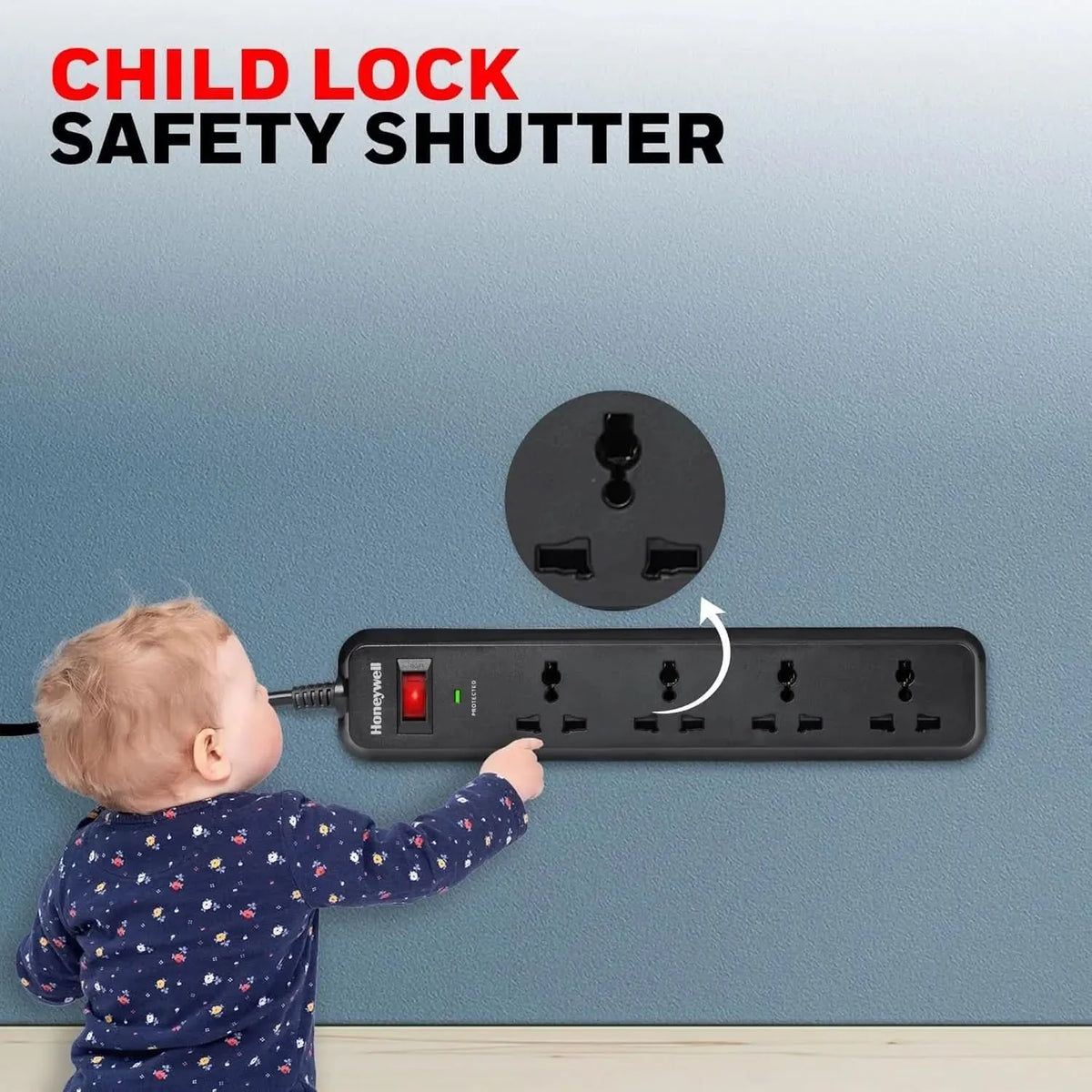 Honeywell Surge Protector, 4 Universal Sockets,15000Amp, 2 Meter Cord, Device Secure Warranty, Automatic Overload Protection, Spike Guard/Extension Board, Master Switch, 3Years Manufacturer Warranty – TechCure India