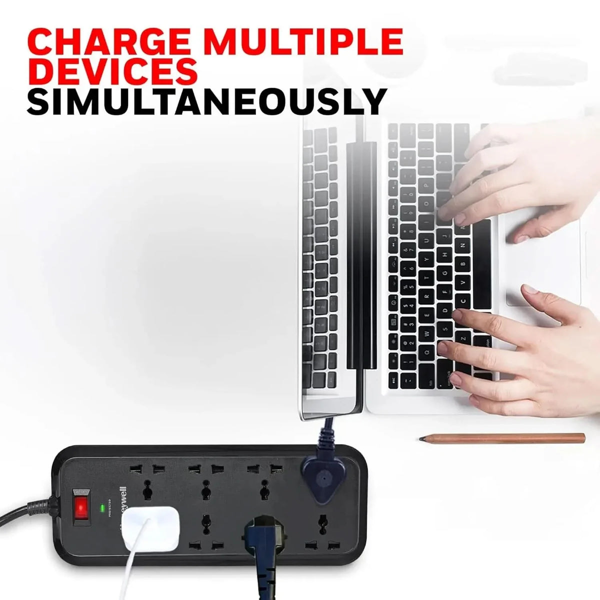 Honeywell Surge Protector, 8 Universal Sockets,20000Amp, 2 Meter Cord, Device Secure Warranty,Automatic Overload Protection,Spike Guard/Extension Board,Master Switch,3Year Manufacturer Warranty – TechCure India