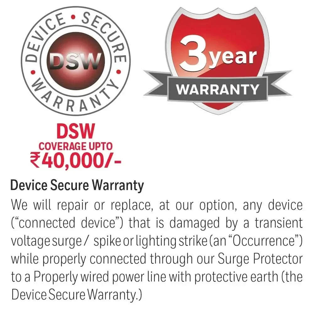Honeywell Surge Protector, 8 Universal Sockets,20000Amp, 2 Meter Cord, Device Secure Warranty,Automatic Overload Protection,Spike Guard/Extension Board,Master Switch,3Year Manufacturer Warranty – TechCure India