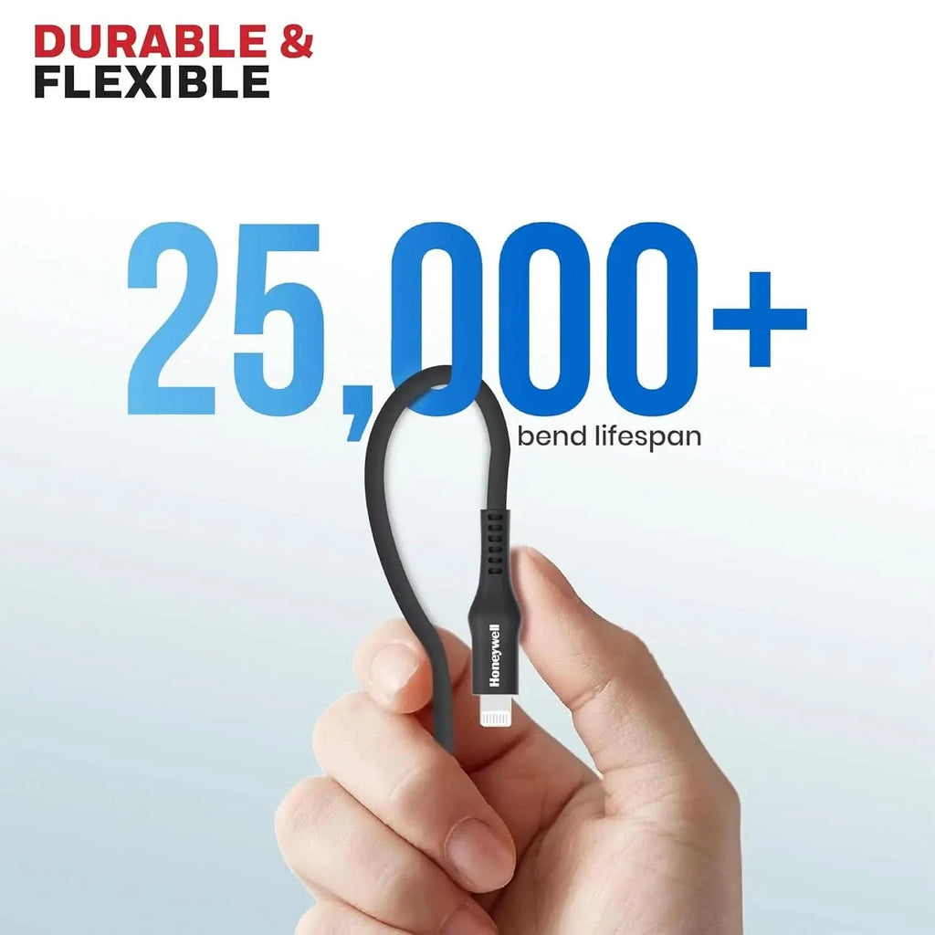 Honeywell Type C to Lightning Silicone cable (Black), MFI-certified, QC 3.0, PD 87W with Max Output 3A,Fast Charge & Sync Cable for iPhone, iPad, iMac, MacBook, AirPods- 6 Feet (1.8M) – TechCure India