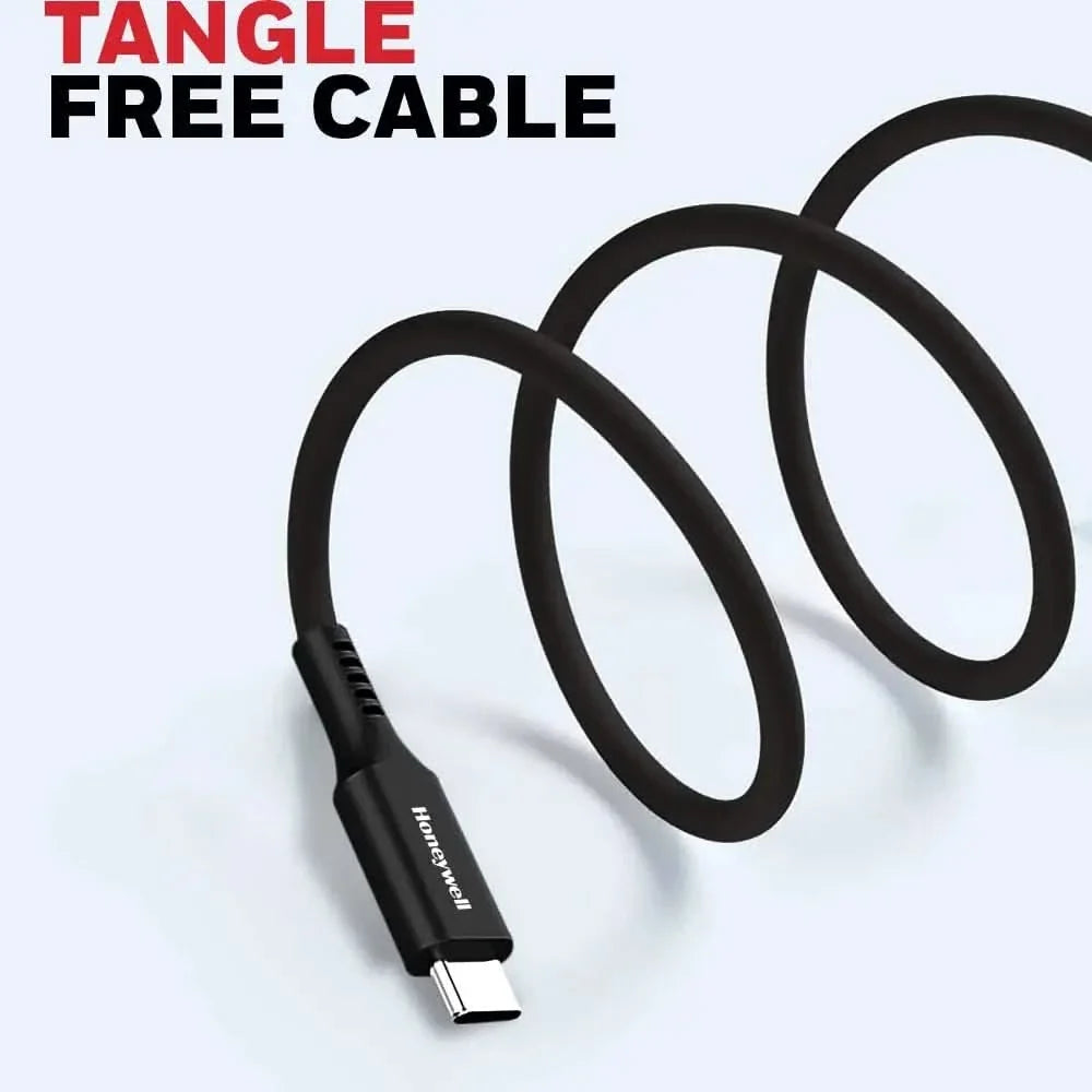 Honeywell USB 2.0 To Type C Cable 1.8Mtr(6 Feet), PD 60W, QC 3.0, Fast Charge & Sync Cable, Ultra Soft Silicone cable for Smartphone, Laptop,Power Bank, Tablet-(Black) – TechCure India