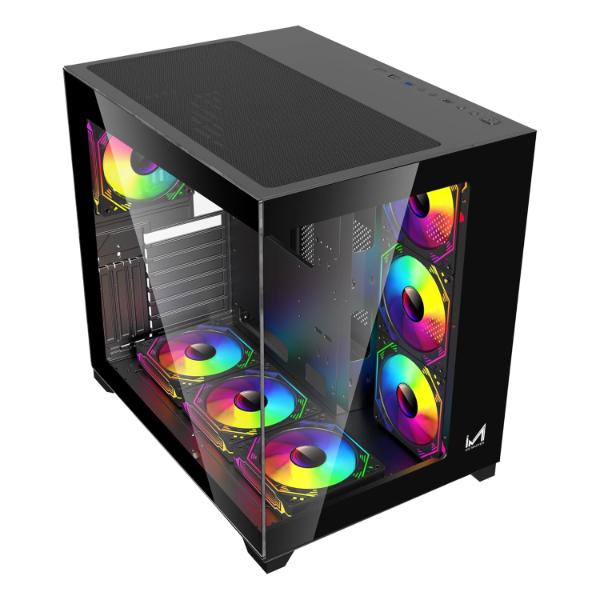 ICEMASTER Dynamite XL PRO Mid-Tower Computer Case/Gaming Cabinet - Black (7 Infinity Argb Fans) | Support EATX,ATX, Micro-ATX, Mini-ITX | Pre-Installed 3 Side Fans, 1 Rear Fan & 3 Bottom Fans (Black) – TechCure India