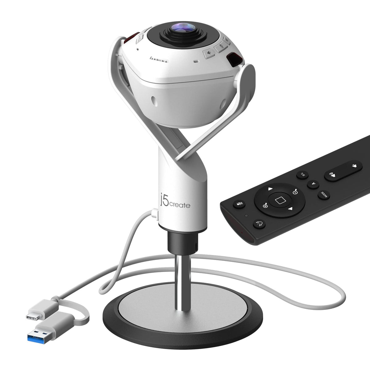 J5CREATE 360 AI-Powered Webcam with Speakerphone JVU368 – TechCure India