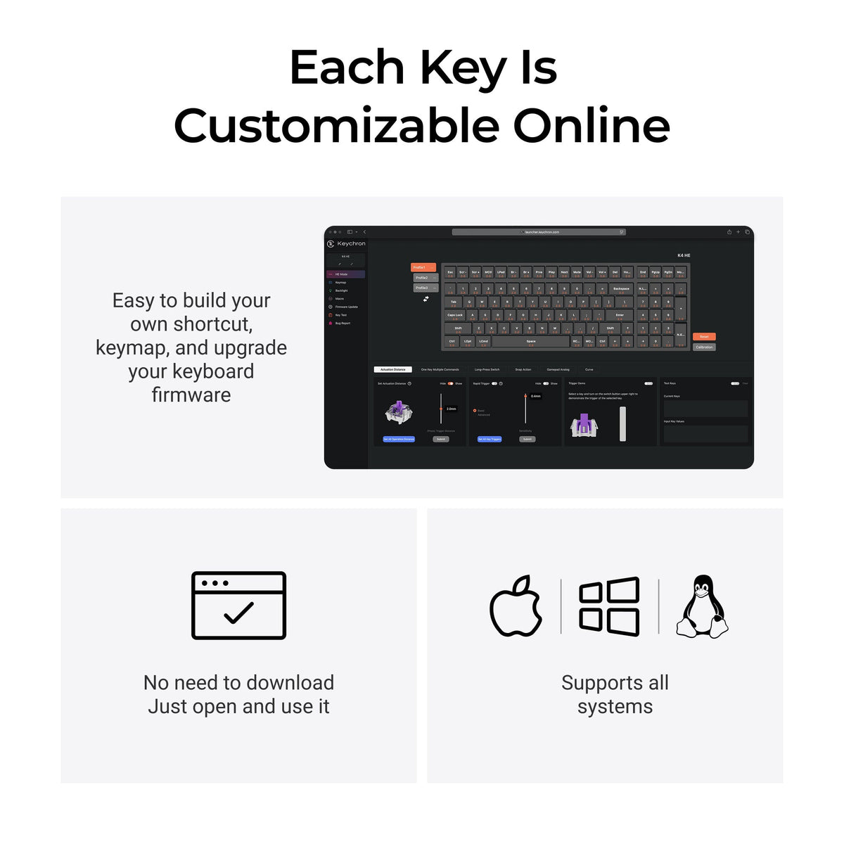 Keychron K4 HE Wireless Magnetic Switch Custom Keyboard Black – TechCure India