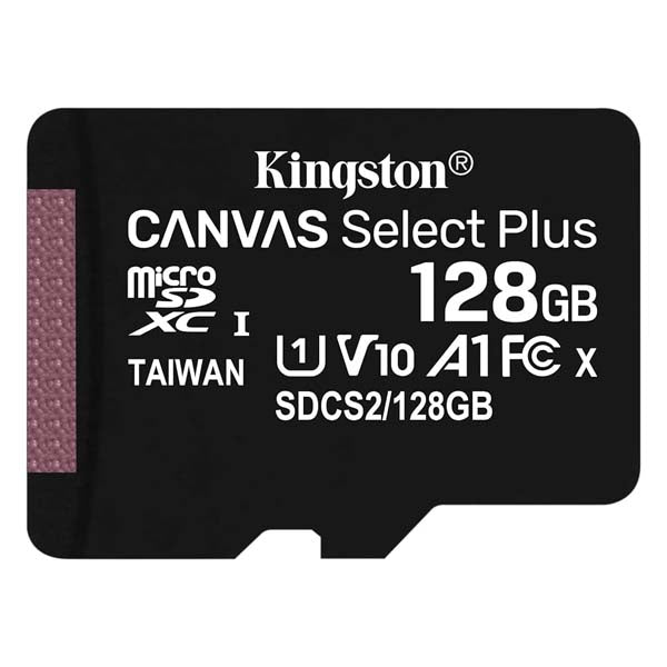 Kingston 128GB microSDHC Canvas Select Plus 100MB/s Read A1 Class 10 UHS-I Memory Card w/o Adapter – TechCure India