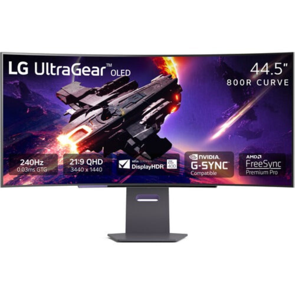 LG 45GS95QE Ultragear 45 Inch 2K QHD 240Hz OLED Panel 98.5% SRGB 0.03MS AMD Freesync Curved Gaming Monitor - 2