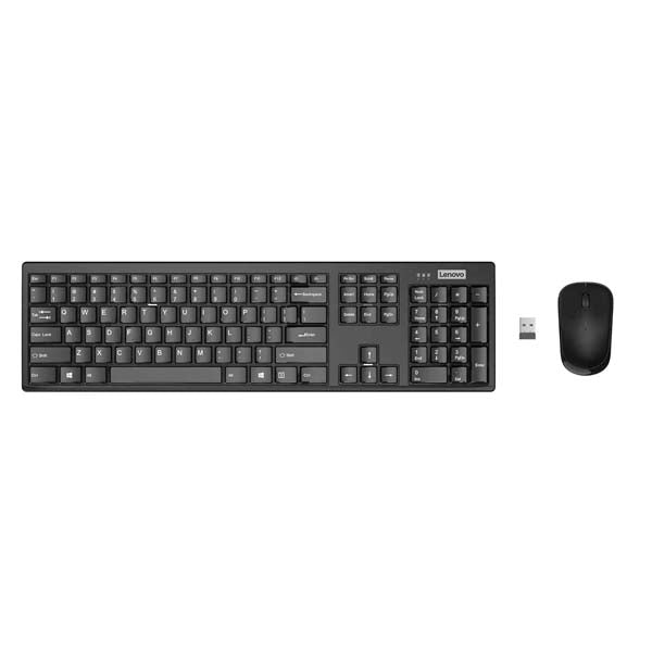 Lenovo 100 Wireless Keyboard and Mouse Set, Ambidextrous 1000 DPI Mouse Optical Sensor, upto 3M clicks, Ultra slim water resistant keyboard, 2.4 GHz Wireless Nano USB, upto 1yr battery life GX30L66303 – TechCure India
