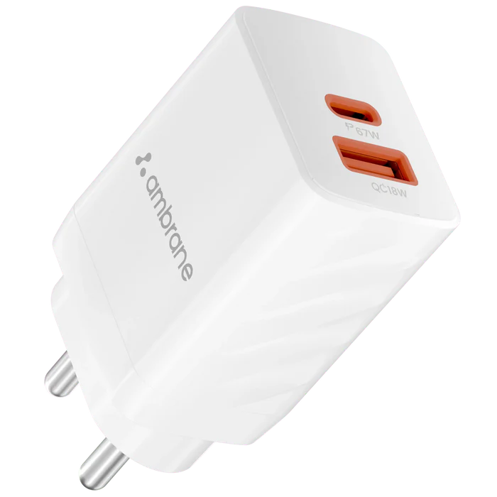 Ambrane Charge 67 67W Dual Port GaN Charger - White – TechCure India