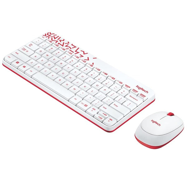Logitech MK240 Nano Wireless USB Keyboard and Mouse Combo (White/Vivid Red) – TechCure India