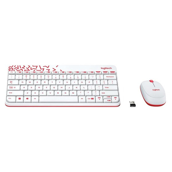 Logitech MK240 Nano Wireless USB Keyboard and Mouse Combo (White/Vivid Red) – TechCure India