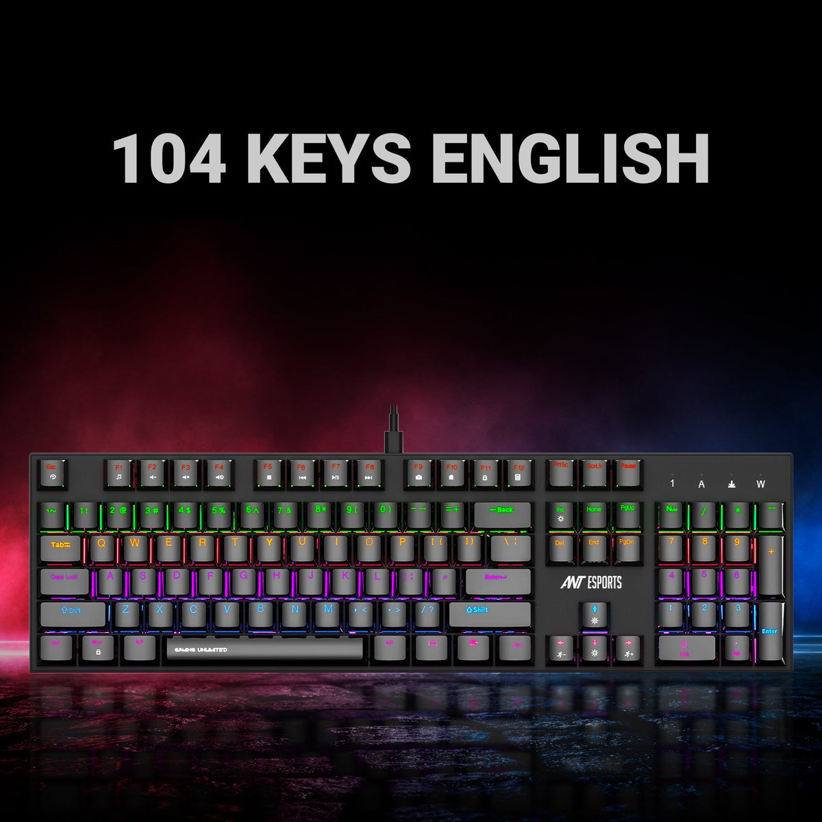 ANT ESPORTS MK3200 V2 MECHANICAL GAMING KEYBOARD MULTICOLOR LED BACKLIT WIRED -BLUE SWITCH – TechCure India