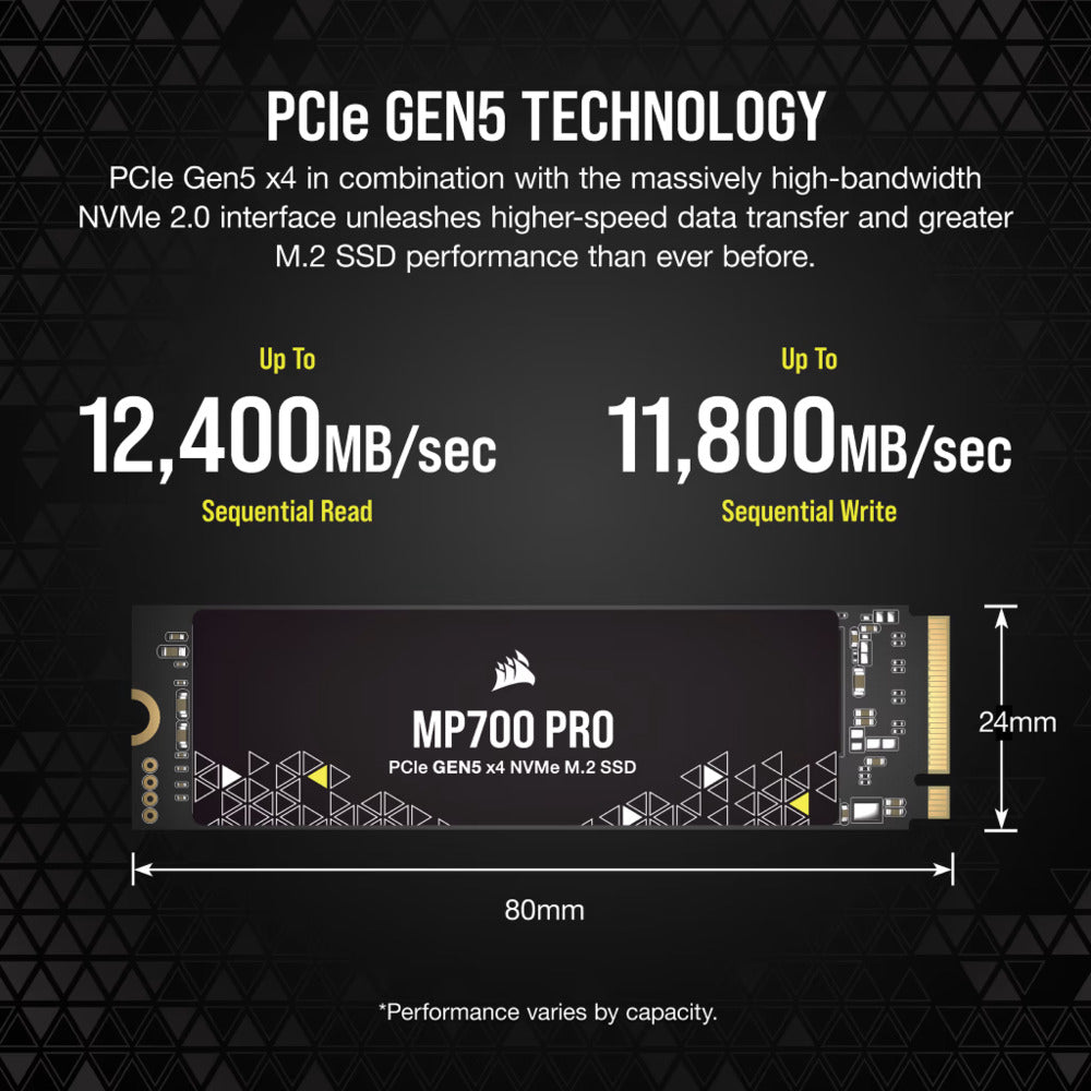 CORSAIR MP700 Pro 1TB M.2 NVME Gen5 Internal Solid State Drive ( SSD ) - 3