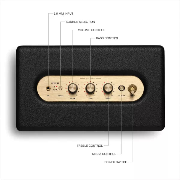 Marshall Acton III Wired Connectivity Stereo Home Speakers (Black) – TechCure India