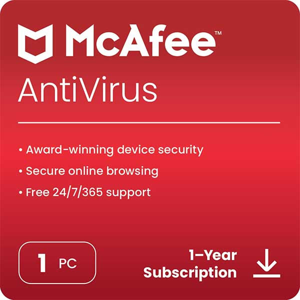 McAfee Total Protection 2024 | 1 Device, 1 Year | Antivirus Internet Security Software | PC/Mac/Android/iOS | Email Delivery – TechCure India