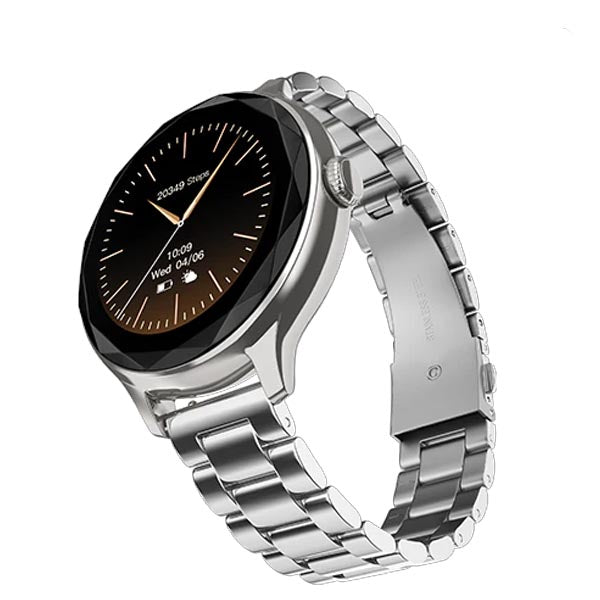 Noise Diva Smartwatch with Diamond Cut dial Glossy Metallic Finish AMOLED Display (Metallic Silver) – TechCure India