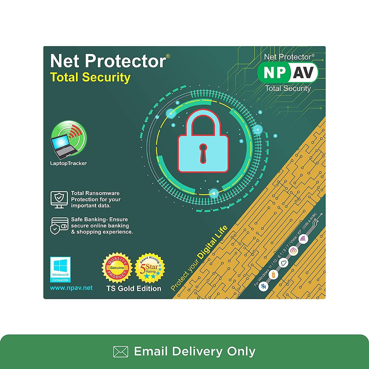 Net Protector Antivirus for PC Total Security 2025, 1 PC, 1 Year (Email Delivery in 1 Hour - No CD) – TechCure India