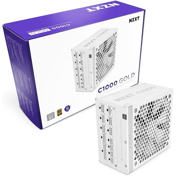 NZXT C1000 Gold ATX 3.1 Fully Modular Low-Noise PC Gaming Power Supply (White) – TechCure India